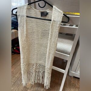 Elegant Cream Fringe Knit Vest